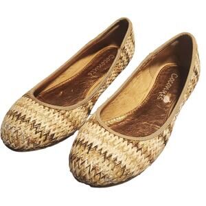 COCONUTS Size 9 Boho Musso Chevron Basket Woven raffia Zig Zag Ballet Flats